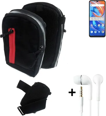 Produktbild von K-S-Trade Outdoor Gürteltasche Holster Umhängetasche + Kopfhörer kompatibel mit UMIDIGI A13S schwarz Handy Tasche Case travelbag Schutzhülle