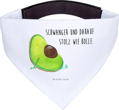 Produktbild von Mr. & Mrs. Panda Bandana Avocado Schwangerschaft - Weiß - Geschenk, Liebe, Halstuch Hund, Hunde, Geburt, Dreieckstuch, Hundehalstuch, Für, Baby