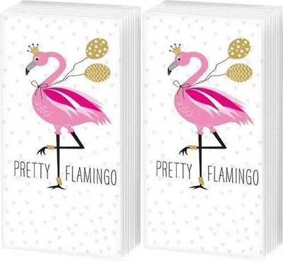 Produktbild von 2x 10 Taschentücher Pretty Flamingo - Flamingo mit Ballons