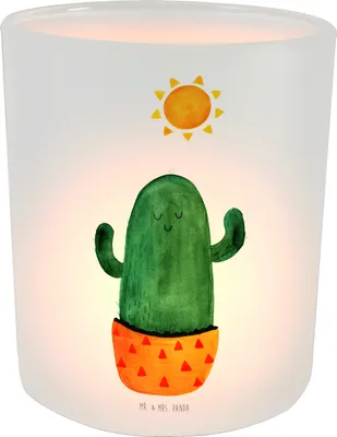Produktbild von Mr. & Mrs. Panda Glas Windlicht Kaktus Sonne - Transparent - Geschenk, Teelichthalter, Kerzenhalter, Kakteen, Glück, Outdoor, Scheidung, Liebeskummer, Neustart, aus