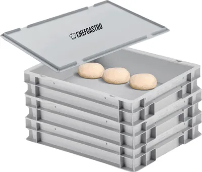 Produktbild von SuperSparSet 3x Pizzaballenbox mit 1x Deckel | HxBxT 8,5x30x40cm | 9 Liter | Teigwanne für Pizzateig, Stapelbare Pizzabox, Gärbox für Sauerteig Brotteig Teig-Gärbox