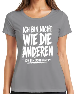 Produktbild von Ich bin nicht wie die anderen Ich bin Statement Sarkasmus Ironie Damen T-Shirt, Grau, S