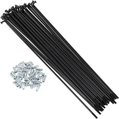 Productafbeelding van Koolstofvezel fietsspaken, 12G, 215 mm lang - zwart, 1 set. Duurzame fietsspaken.