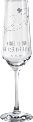 Produktbild von Mr. & Mrs. Panda Trinkglas Orca Zylinder - Transparent - Geschenk, Fete, Sektkelch, Urlaub, Sektglas mit Gravur, Geburtstag, Champagnerglas, Fest, Sektflöte, Glas, Narwal
