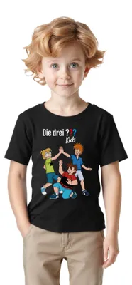 Produktbild von Spreadshirt Die Drei Fragezeichen Kids Detektive Team Kinder Basic T-Shirt, 110/116 (5-6 Jahre), Schwarz