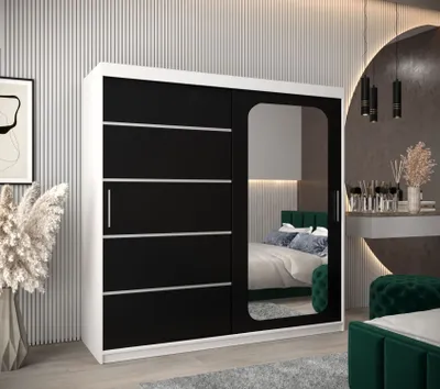 Produktbild von Spiegelschrank DONICELA 3 - 200 cm, weiß/schwarz
