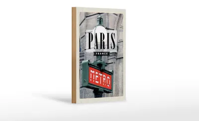 Produktbild von Holzschild Reise 12x18 cm Paris France Metro Reiseziel Dekoration
