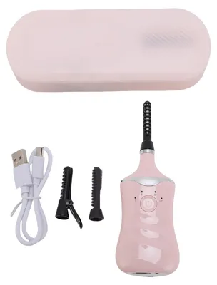 Image de Recourbe-cils chauffant électrique, recharge USB, 3 modes de température avec tête de brosse de rechange, chauffage, cils, rose