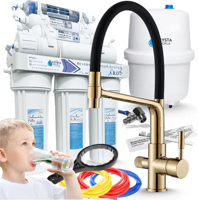 Obrázek produktu pro Vodní filtr RO7 Ari, 3cestná kuchyňská baterie, zlatá