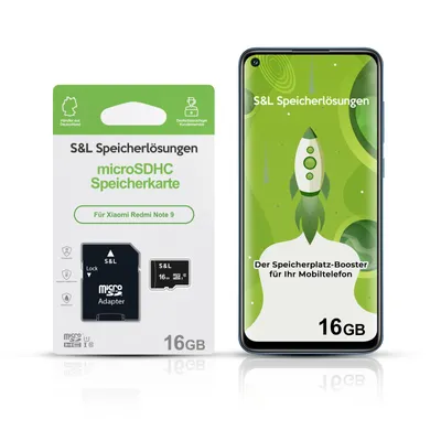 Produktbild von microSD Speicherkarte S&L für Xiaomi Redmi Note 9 - Speicherkapazität: 16 GB