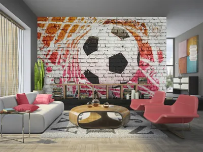 Produktbild von Vlies Fototapete Fussball 400x280 cm Tapeten Wandtapete XXL Ziegel Graffiti Kindertapete Kinderzimmer 10110902-4