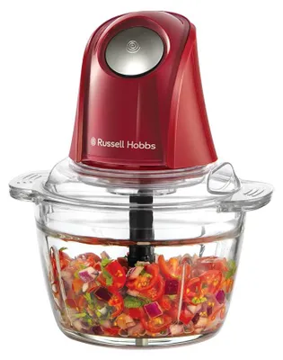 Productafbeelding van Russell Hobbs elektrische hakmolen, mini-formaat, glazen kom, deksel, Desire-serie, rood, 500 ml, stille werking
