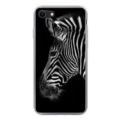 Produktbild von MuchoWow® Handyhülle Schutzhülle Hülle für iPhone SE 2020 Zebra - Wilde Tiere - Schwarz Silikon Softcase Handy Hülle - Kartenbesitzer