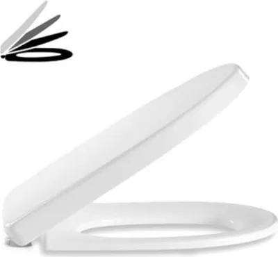 A white toilet seat is shown in an open position against a white background.