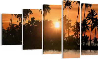 Produktbild von Bild auf Leinwand - Leinwandbild - Palme Fluss Sommer - 100x60cm - Wand Bild - Wanddeko - Leinwanddruck - Bilder - Kunstdruck - Wanddekoration - Leinwand bilder - Wandkunst - EG100x60-3894