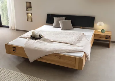 Produktbild von MASSIVMOEBEL24 Bett inkl. Nachttisch rechts Wildeiche 160x200x81 natur geölt/lackiert KITZBÜHEL #145