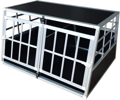 Obrázek produktu pro Transportní box pro psy - cestovní klec - bezpečná přeprava - odnímatelná přepážka - 69 x 89 x 50 cm - hliník