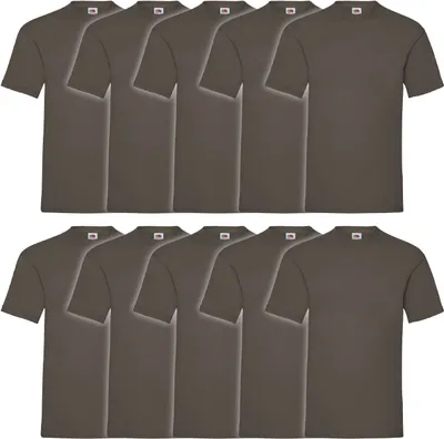 Produktbild von Fruit of the Loom T-Shirt Valueweight 100% Baumwolle Rundhals Elasthan-Ripp chocolate L 10er Pack