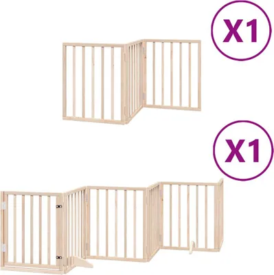 Image de vidaXL Porte pour chien 9 pièces avec porte Pliable 450 cm bois de peuplier