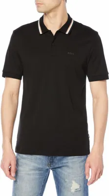 Produktbild von Boss Black Polo einfarbig schwarz Slim Fit Baumwolle