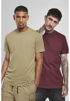 Obrázek produktu pro Pánské tričko Urban Classics Basic Tee 2-Pack khaki+redwine - S