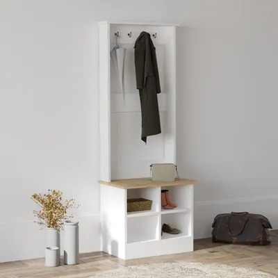 Immagine prodotto di Verderio - Mobile da Ingresso, 64x43x175h cm Bianco, 6 Ripiani