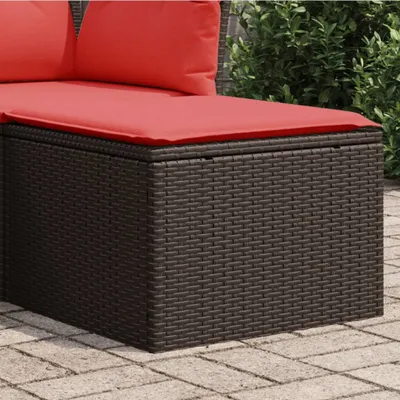 Produktbild von Gartenhocker mit Kissen Braun 55x55x37 cm Poly Rattan, Gartenhocker DesignMöbel