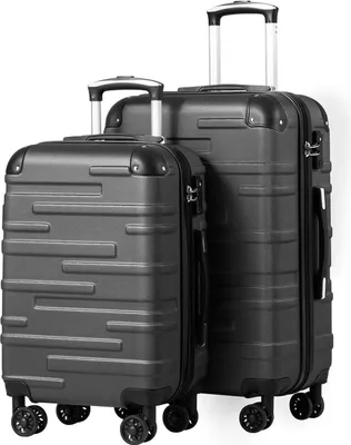 Produktbild von COOLIFE Hartschalen-Koffer 2tlg Set ABS TSA-Schloss 4 Rollen Dunkelgrau