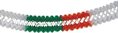 Zdjęcie produktu dla Duża girlanda papierowa Ø 16 cm - 10 m zielona/biała/czerwona trudnopalna