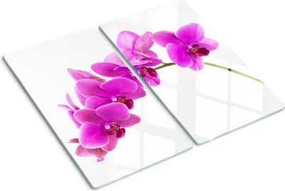 Produktbild von Tulup Glas-Herdabdeckplatte - 2x30x52cm - Glaskeramikkochfeld-Abdeckung Spritzschutz Zweiteilig Rosa Orchidee