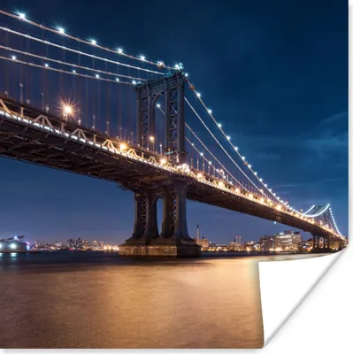 Produktbild von MuchoWow® Poster New York - Manhattan - Nacht 50x50 cm - Wohnzimmerdekoration
