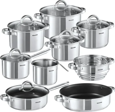 Produktbild von Kochtopfset Turin 15-tlg., Edelstahl, für Induktion geeignet - silber