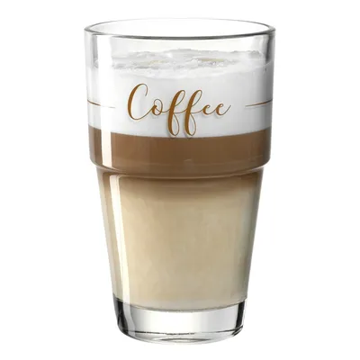 Zdjęcie produktu dla LEONARDO 043468 Kubek Solo Latte Macchiato z motywem kawy, szkło, 410 ml, przezroczysty
