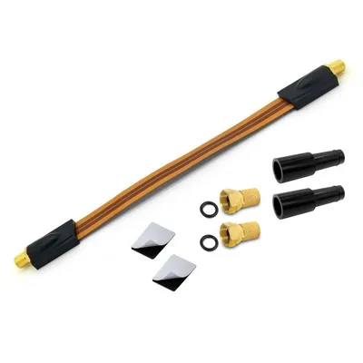 Produktbild von ARLI Fensterdurchführung UltraSlim + 2x F-Stecker vergoldet + 2x Gummitülle | TV SAT Flachkabel DVB-S2 DVB-T2