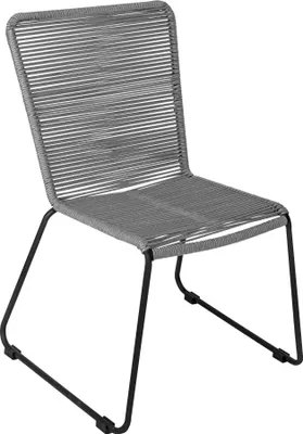 Produktbild von Gartenstuhl Outdoor-Seilstuhl Farbe Grau mit Eisen-Gestell in schwarz ISRA