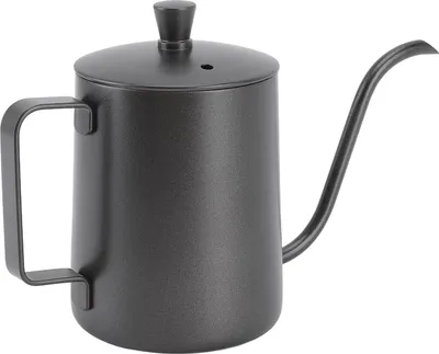 Zdjęcie produktu dla Ręczny czajnik do kawy wykonany ze stali nierdzewnej z wąską wylewką, łabędzia szyjka, 350 ml, powłoka PTFE, czarny