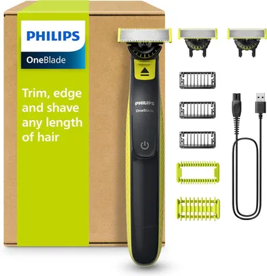 Produktbild von Philips OneBlade 360 Face & Body Rasierer QP2824/31, Trimmer & Bodygroomer, 3×360 Klingen, 1/3/5 mm Aufsätze, 2 Körperaufsätze, Wet & Dry