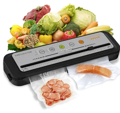 Image de Machine sous vide - Scelleuse alimentaire 80 kPa - Modes sec et humide - Avec 10 sacs et trancheuse