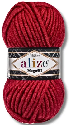 Zdjęcie produktu dla Alize 1x 100g Superlana Megafil, gruba włóczka, jednolita kolorystyka, idealna do szydełkowania i robienia na drutach (czerwony - 56)