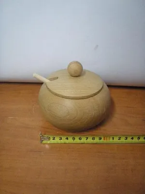 Zdjęcie produktu dla cukiernica drewniana + łyżeczka