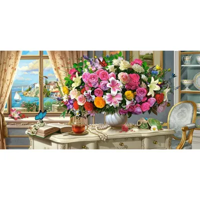 Produktbild von CASTORLAND Puzzle Sommerliches Bouquet mit einer Tasse Tee 4000 Teile