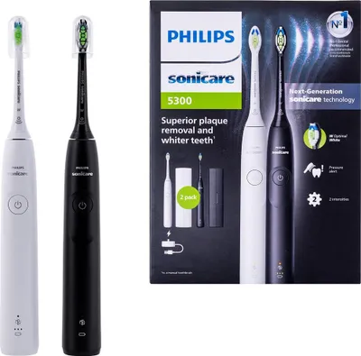 Image de Philips HX7109/01 Sonicare 5300 Brosse à dents électrique sonique avec 2e manche, 2 étuis de voyage inclus