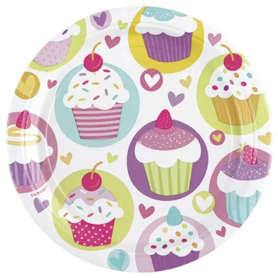 Produktbild von Riehmüller Cupcakes Party Pappteller 8 Stück mit 23cm Durchmesser