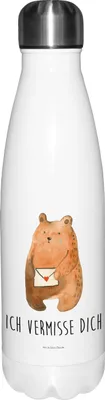 Produktbild von Mr. & Mrs. Panda Trinkflasche Bär Liebesbrief - Weiß - Geschenk, thermosflaschen, Teddy, Wasserflasche, trinkflaschen, Sehnsucht, Freund, Partner, Freundin, Trinkgefäß