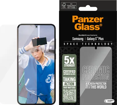 Produktbild von PanzerGlass ® Ceramic Displayschutz Samsung Galaxy S25+ | S24+ | Ultra-Wide Fit m. EasyAligner, Samsung, Samsung - Galaxy S25+, Samsung - Galaxy S24 Plus, Trockene Anwendung, Kratzresistent, Schockresistent, Transparent, 1 Stück(e)