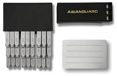 Prägestempel-Set, 27-teilig, Cr-V-Stahl, 3 mm, mit Übungsplatte