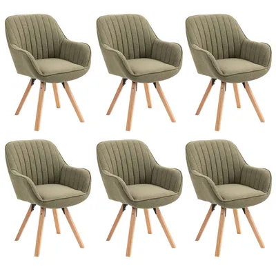 Produktbild von Meubles Cosy 6er-Set bequeme Esszimmerstühle aus grünem Stoff mit 360° Drehfunktion - CARSON