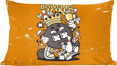 Produktbild von MuchoWow® Zierkissen Sofakissen Wohnzimmer Dekokissen 50x30 cm Vintage - Bowling - König - Wohnzimmerdekoration - Polster mit Photo