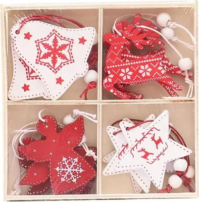 Image de Ornements en bois, boules de Noël, pendentifs
