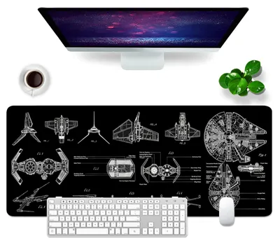 Image de Tapis de souris noir pour gaming, grand tapis de souris 80 x 30 cm (XL), sous-main pour PC gaming, sous-clavier (Tapis de souris -5)